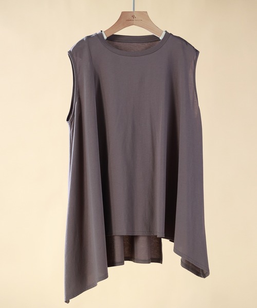 SAISON DE PAPILLON（セゾンドパピヨン）の「ノースリーブクルーネックカットソー（Tシャツ/カットソー・レディース・チャコール/グリーン/ホワイト/ベージュ/ブルー/ブラック/ネイビー/キャメル/グレー/ピンク・S/M/L/XL）」の14枚目の写真