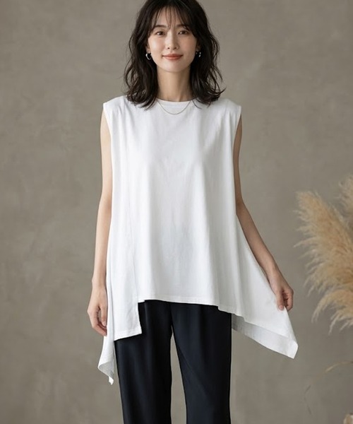 SAISON DE PAPILLON(セゾンドパピヨン)の「ノースリーブクルーネックカットソー(Tシャツ/カットソー・レディース・ブラック/ホワイト/ベージュ/ブルー/ネイビー/グレー/ピンク/キャメル/チャコール/グリーン・S/M/L/XL/フリー)」の22枚目の写真