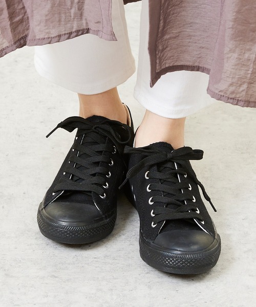 welleg（ウェレッグ）の「2タイプ選べる キャンパススニーカー 紐ありver.（スニーカー・レディース・ネイビー/アイボリー/ベージュ系その他/カーキ/マスタード/ベージュ/グレー/ブラック/ダークグレー/パイソン/レオパード/ブラック系その他・S/L/M/XS/3L/LL）」の3枚目の写真