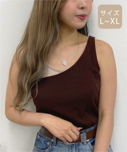 apres jour mignon(アプレジュールミニョン)の「【大きいサイズ】レイヤードタンクトップ【ZOZOTOWN限定アイテム】(タンクトップ・レディース・カーキ/ダークブルー/アイボリー/ダークブラウン/ブラック・X-LARGE)」の4枚目の写真