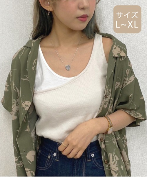 apres jour mignon(アプレジュールミニョン)の「【大きいサイズ】レイヤードタンクトップ【ZOZOTOWN限定アイテム】(タンクトップ・レディース・カーキ/ダークブルー/アイボリー/ダークブラウン/ブラック・X-LARGE)」の6枚目の写真