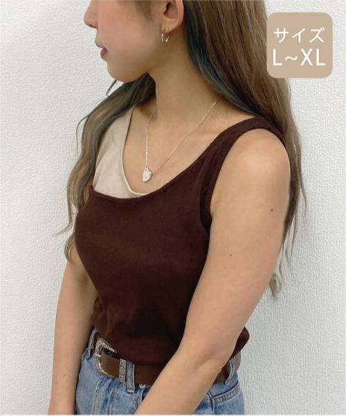 apres jour mignon(アプレジュールミニョン)の「【大きいサイズ】レイヤードタンクトップ【ZOZOTOWN限定アイテム】(タンクトップ・レディース・カーキ/ダークブルー/アイボリー/ダークブラウン/ブラック・X-LARGE)」の14枚目の写真
