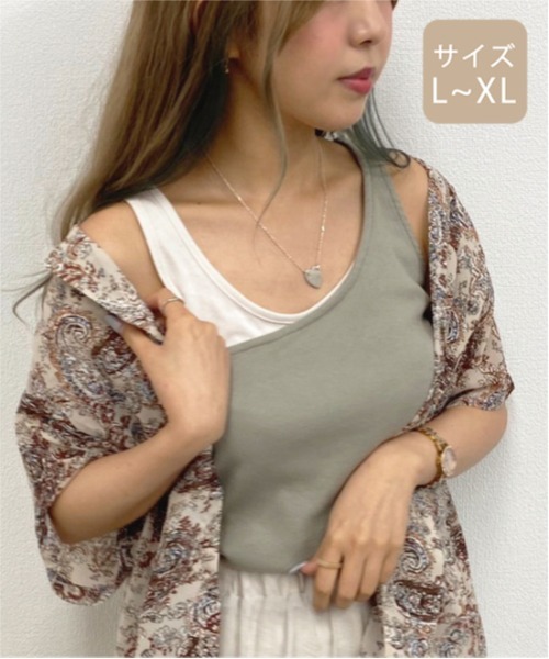 apres jour mignon(アプレジュールミニョン)の「【大きいサイズ】レイヤードタンクトップ【ZOZOTOWN限定アイテム】(タンクトップ・レディース・カーキ/ダークブルー/アイボリー/ダークブラウン/ブラック・X-LARGE)」の19枚目の写真