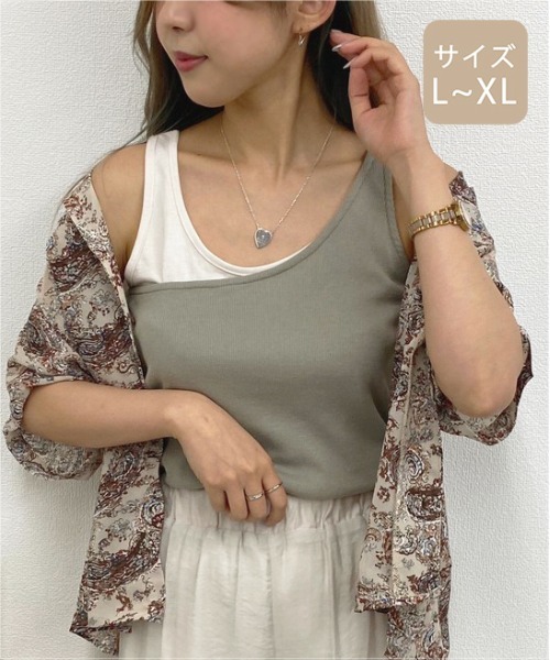 apres jour mignon(アプレジュールミニョン)の「【大きいサイズ】レイヤードタンクトップ【ZOZOTOWN限定アイテム】(タンクトップ・レディース・カーキ/ダークブルー/アイボリー/ダークブラウン/ブラック・X-LARGE)」の21枚目の写真