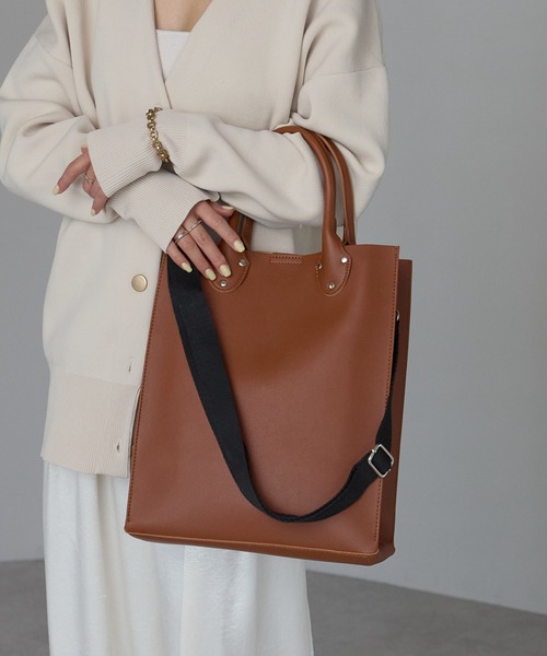 ブラウンレザー トートバッグ セール】【ポートジュール】 レザー クラシック縦型トートバッグ