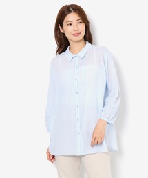 先染めシャンブレーロングシャツ