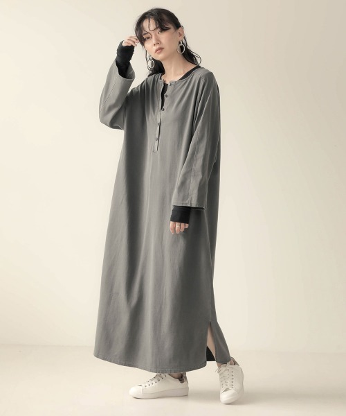 Bab（バブ）の「【WEB限定】ピグメント加工前後2WAYワンピース（ワンピース・レディース・チャコールグレー/アイボリー/モカ・FREE）」の3枚目の写真