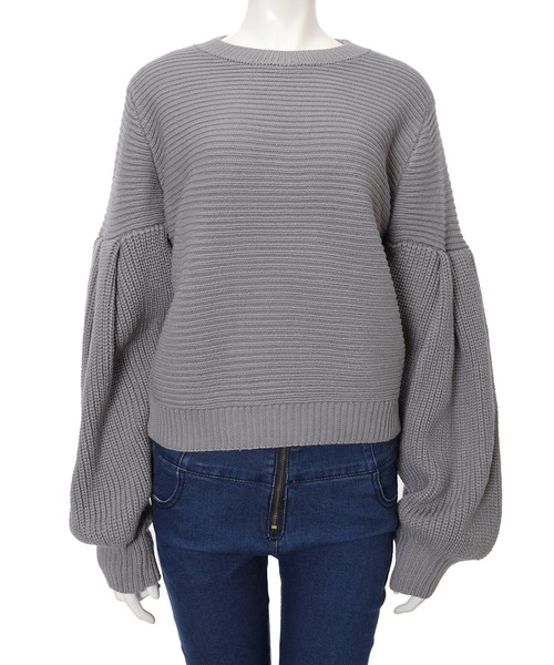 fifth（フィフス）の「ボリュームスリーブデザインニット（ニット/セーター・レディース・アイボリー/グレー・MEDIUM）」の4枚目の写真