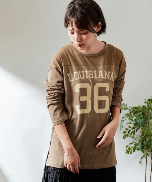 cepo(セポ)の「シアーフットボールTee(Tシャツ/カットソー・レディース・キャメル/ブラック系その他/ワイン系・M)」の3枚目の写真