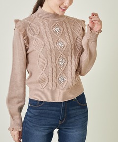 セール】アンゴラコンパールビーズシシュウカーディガン