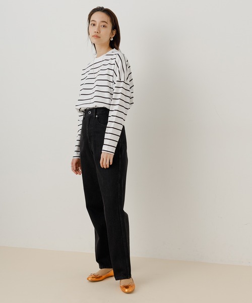 ADAM ET ROPE'(アダムエロペ)の「【一部WEB限定】クルーネックコットン長袖TEE(Tシャツ/カットソー・レディース・ホワイト/ベージュ/ブラック系その他/ベージュ系その他・FREE)」の9枚目の写真