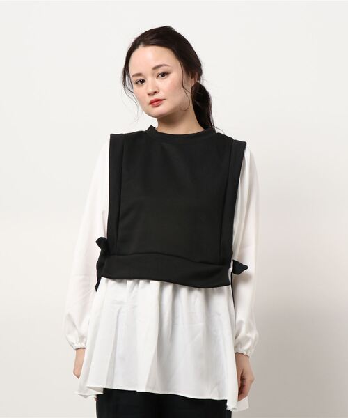 INTERPLANET(インタープラネット)の「【WEB限定】カノコダンボールシャツレイヤード風プルオーバー(Tシャツ/カットソー・レディース・ベージュ/ブラック・FREE)」の16枚目の写真