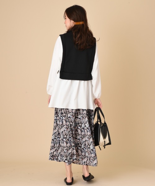 INTERPLANET(インタープラネット)の「【WEB限定】カノコダンボールシャツレイヤード風プルオーバー(Tシャツ/カットソー・レディース・ベージュ/ブラック・FREE)」の8枚目の写真