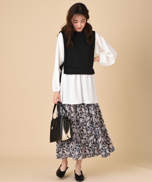 INTERPLANET(インタープラネット)の「【WEB限定】カノコダンボールシャツレイヤード風プルオーバー(Tシャツ/カットソー・レディース・ベージュ/ブラック・FREE)」の7枚目の写真