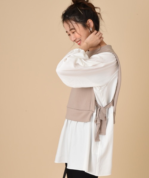 INTERPLANET(インタープラネット)の「【WEB限定】カノコダンボールシャツレイヤード風プルオーバー(Tシャツ/カットソー・レディース・ベージュ/ブラック・FREE)」の17枚目の写真