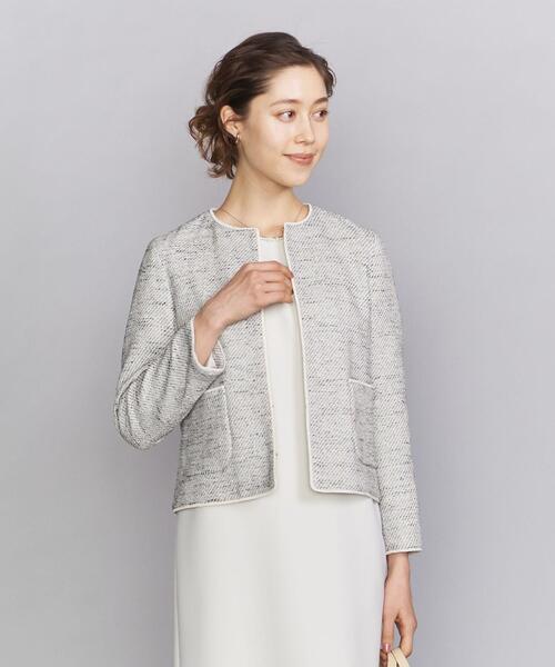 スーパービューティー♡ミックスツイードノーカラージャケット