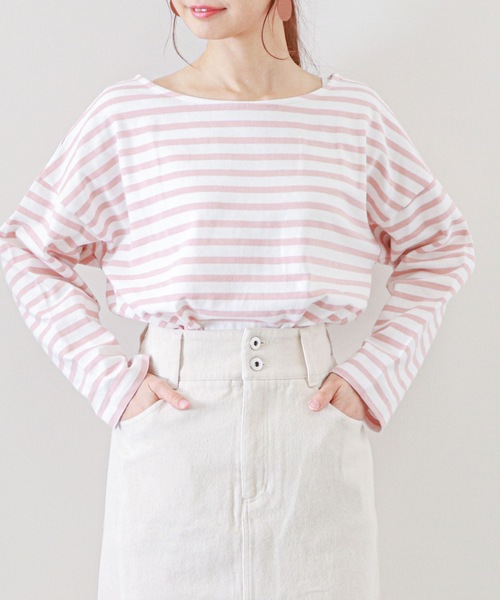 archives(アルシーヴ)の「ボーダープルオーバー(Tシャツ/カットソー・レディース・ピンク/ミント/グリーン/ベージュ・MEDIUM)」の4枚目の写真