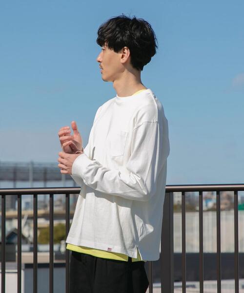 coen（コーエン）の「USAコットン天竺ロングスリーブTシャツ（Tシャツ/カットソー・メンズ・ネイビー/ダークグレー/ホワイト・LARGE/MEDIUM/X-LARGE/SMALL）」の2枚目の写真