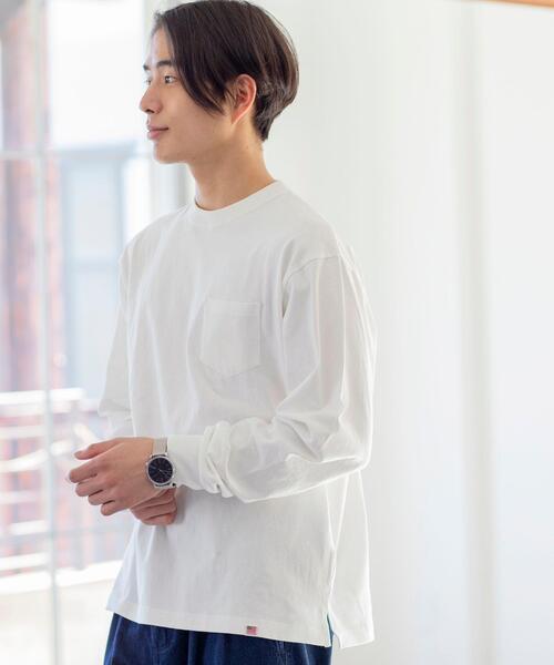 coen（コーエン）の「USAコットン天竺ロングスリーブTシャツ（Tシャツ/カットソー・メンズ・ネイビー/ダークグレー/ホワイト・LARGE/MEDIUM/X-LARGE/SMALL）」の4枚目の写真