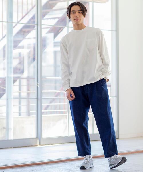 coen（コーエン）の「USAコットン天竺ロングスリーブTシャツ（Tシャツ/カットソー・メンズ・ネイビー/ダークグレー/ホワイト・LARGE/MEDIUM/X-LARGE/SMALL）」の5枚目の写真