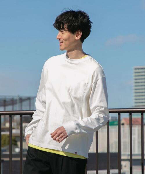 coen（コーエン）の「USAコットン天竺ロングスリーブTシャツ（Tシャツ/カットソー・メンズ・ネイビー/ダークグレー/ホワイト・LARGE/MEDIUM/X-LARGE/SMALL）」の7枚目の写真