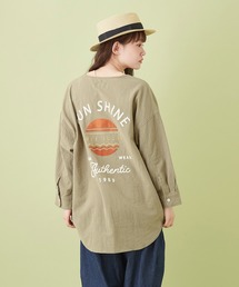 CUBE SUGAR | 綿ボイル 刺繍入り クルーネック ８分袖シャツ(シャツ/ブラウス)