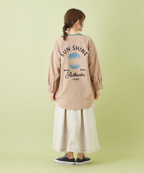 CUBE SUGAR（キューブシュガー）の「綿ボイル 刺繍入り クルーネック ８分袖シャツ（シャツ/ブラウス・レディース・ベージュ/マルチ/ピンク/カーキ/ネイビー・M）」の8枚目の写真