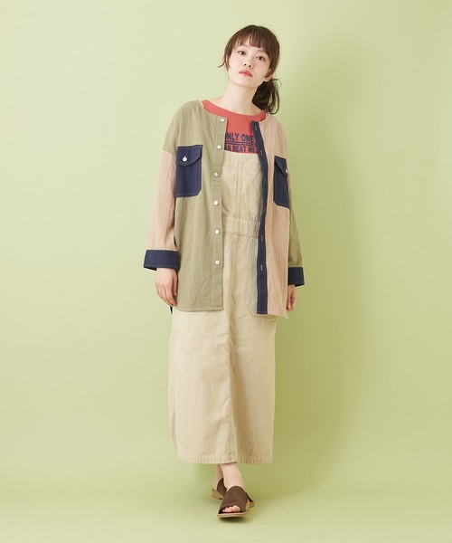 CUBE SUGAR（キューブシュガー）の「綿ボイル 刺繍入り クルーネック ８分袖シャツ（シャツ/ブラウス・レディース・ベージュ/マルチ/ピンク/カーキ/ネイビー・M）」の19枚目の写真