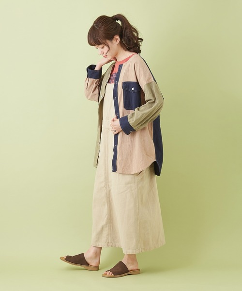 CUBE SUGAR（キューブシュガー）の「綿ボイル 刺繍入り クルーネック ８分袖シャツ（シャツ/ブラウス・レディース・ベージュ/マルチ/ピンク/カーキ/ネイビー・M）」の20枚目の写真