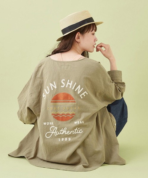 CUBE SUGAR（キューブシュガー）の「綿ボイル 刺繍入り クルーネック ８分袖シャツ（シャツ/ブラウス・レディース・ベージュ/マルチ/ピンク/カーキ/ネイビー・M）」の22枚目の写真