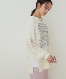 ADAM ET ROPE' | リネン透かし編みニットPO(ニット/セーター)