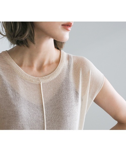 select MOCA(セレクトモカ)の「2021 SS ノースリーブシアーニットワンピース(ワンピース・レディース・ライトグリーン/アイボリー/ブラック・FREE)」の9枚目の写真