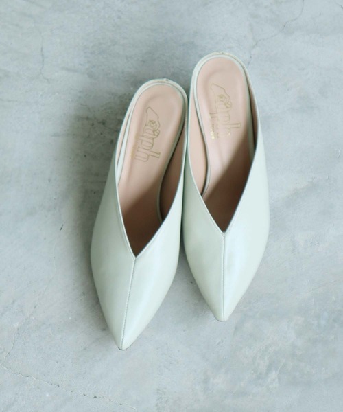 caph(カーフ)の「■carmen salas × caph カバーヒールミュール(その他シューズ・レディース・ブラック/ライトグリーン系・38/36/37)」の2枚目の写真