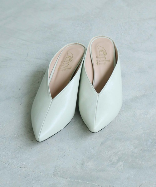 caph(カーフ)の「■carmen salas × caph カバーヒールミュール(その他シューズ・レディース・ブラック/ライトグリーン系・38/36/37)」の3枚目の写真