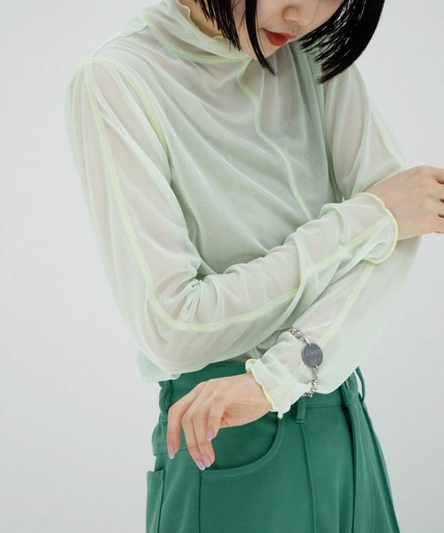 Kastane（カスタネ）の「チュールハイネックインナー（Tシャツ/カットソー・レディース・ネイビー/グリーン系その他/アイボリー/サックスブルー・FREE）」の3枚目の写真