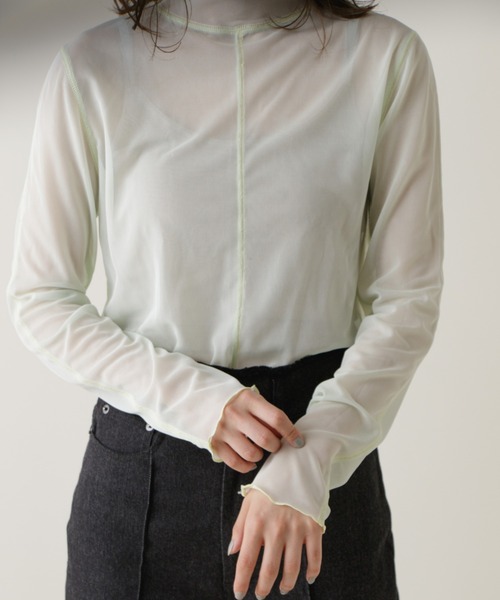 Kastane（カスタネ）の「チュールハイネックインナー（Tシャツ/カットソー・レディース・ネイビー/グリーン系その他/アイボリー/サックスブルー・FREE）」の5枚目の写真