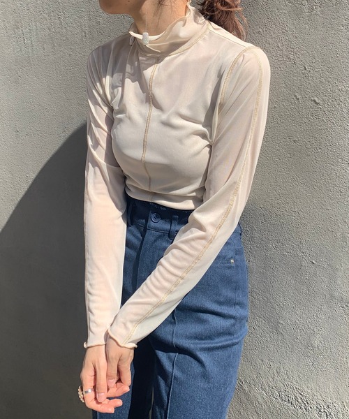 Kastane（カスタネ）の「チュールハイネックインナー（Tシャツ/カットソー・レディース・ネイビー/グリーン系その他/アイボリー/サックスブルー・FREE）」の17枚目の写真