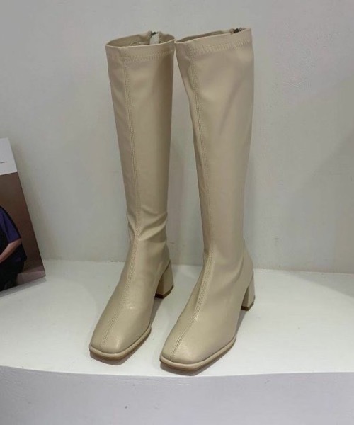 KOR（ケーオーアール）の「スクエアトゥロングブーツ（ブーツ・レディース・ホワイト/ブラック/アイボリー・38/36/37）」の22枚目の写真