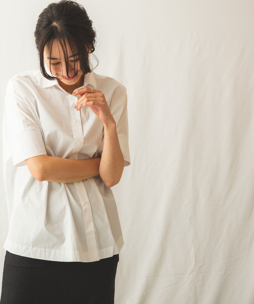 NARACAMICIE（ナラカミーチェ）の「ビッグシルエット半袖シャツ（シャツ/ブラウス・レディース・ホワイト/ネイビー・MEDIUM/X-LARGE）」の22枚目の写真