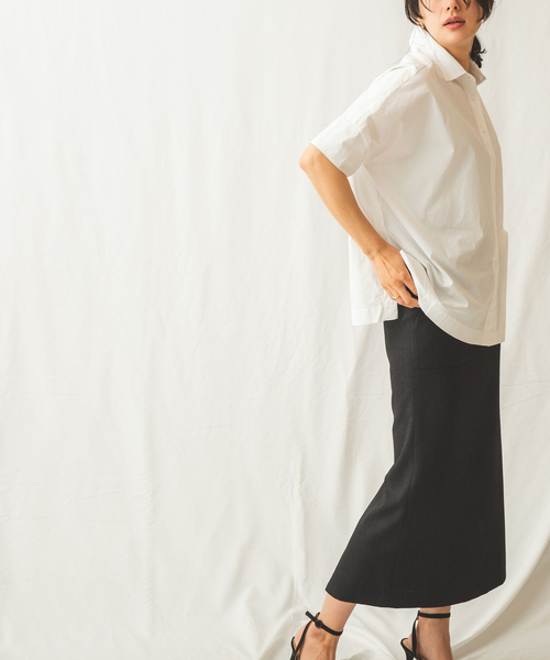 NARACAMICIE（ナラカミーチェ）の「ビッグシルエット半袖シャツ（シャツ/ブラウス・レディース・ホワイト/ネイビー・MEDIUM/X-LARGE）」の19枚目の写真