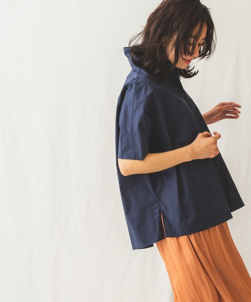 NARACAMICIE（ナラカミーチェ）の「ビッグシルエット半袖シャツ（シャツ/ブラウス・レディース・ホワイト/ネイビー・MEDIUM/X-LARGE）」の10枚目の写真