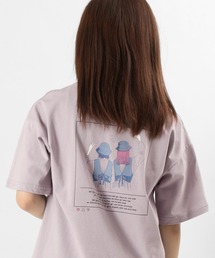 ビッグシルエット Girls Pease Sign イラスト ロゴプリント バックプリント オーバーサイズ/半袖Tシャツ