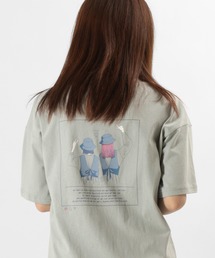 ビッグシルエット Girls Pease Sign イラスト ロゴプリント バックプリント オーバーサイズ/半袖Tシャツ