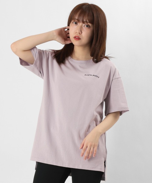 make a ray!(メイク ア レイ!)の「ビッグシルエット Girls Pease Sign イラスト ロゴプリント バックプリント オーバーサイズ/半袖Tシャツ(Tシャツ/カットソー・レディース・オフホワイト/ミント/ライトパープル・M/L)」の19枚目の写真