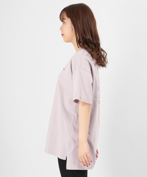 make a ray!(メイク ア レイ!)の「ビッグシルエット Girls Pease Sign イラスト ロゴプリント バックプリント オーバーサイズ/半袖Tシャツ(Tシャツ/カットソー・レディース・オフホワイト/ミント/ライトパープル・M/L)」の15枚目の写真