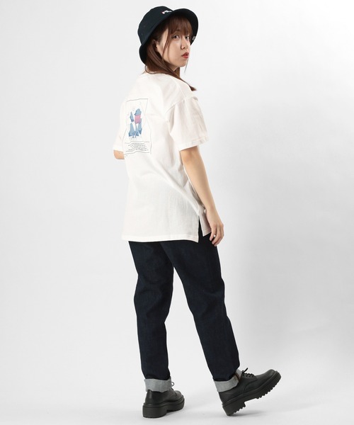 make a ray!(メイク ア レイ!)の「ビッグシルエット Girls Pease Sign イラスト ロゴプリント バックプリント オーバーサイズ/半袖Tシャツ(Tシャツ/カットソー・レディース・オフホワイト/ミント/ライトパープル・M/L)」の9枚目の写真