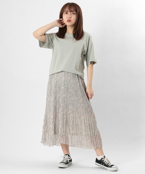 make a ray!(メイク ア レイ!)の「ビッグシルエット Girls Pease Sign イラスト ロゴプリント バックプリント オーバーサイズ/半袖Tシャツ(Tシャツ/カットソー・レディース・オフホワイト/ミント/ライトパープル・M/L)」の5枚目の写真