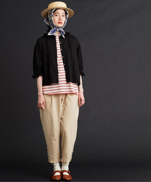 Malle（マル）の「malle ハイカウントダンプ　裾タックパンツ（その他パンツ・レディース・ベージュ/チャコールグレー・FREE）」の3枚目の写真