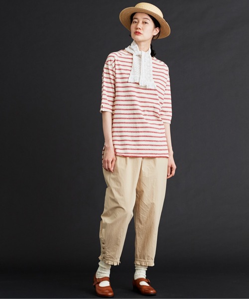 Malle（マル）の「malle ハイカウントダンプ　裾タックパンツ（その他パンツ・レディース・ベージュ/チャコールグレー・FREE）」の6枚目の写真