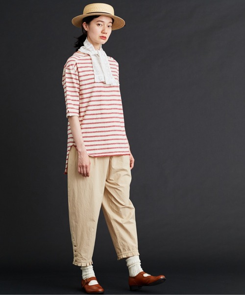 Malle（マル）の「malle ハイカウントダンプ　裾タックパンツ（その他パンツ・レディース・ベージュ/チャコールグレー・FREE）」の7枚目の写真